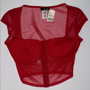 Red Mesh Corset Top